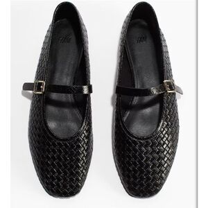 H&M Mary Jane Braided Flats Size 39 Black